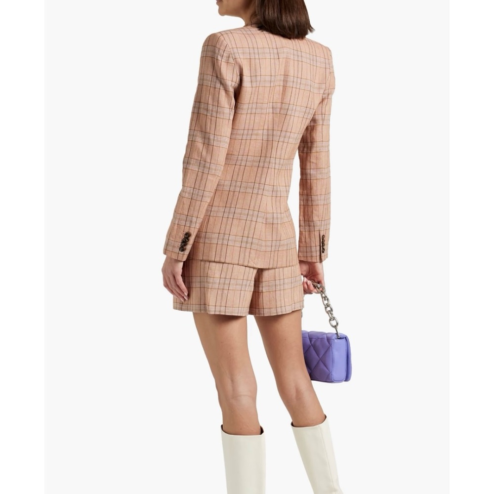 Derek Lam 10 Crosby Checked Linen Blend Tweed Blazer - Picture 3 of 5